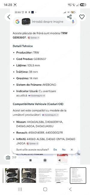 Set placute TRW spate si ATE fata Nissan Qashqai