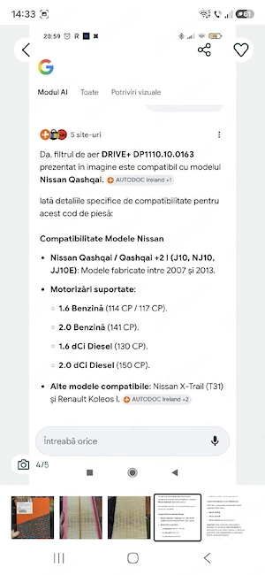 Filtru de aer Nissan dp1110.10.0163 - imagine 2