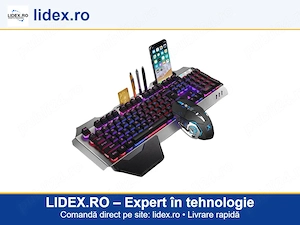 Set tastatura si mouse de gaming, 104 taste, 2.4GHz wireless, RGB, USB, 4 viteze de reglare DPI, sen