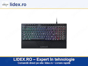 Tastatura gaming cu fir Redragon Shiva, Iluminare RGB, Membrana, Negru