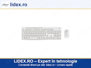 Kit wireless tastatura si mouse Logitech MK295 Silent, layout US INTL, Off white