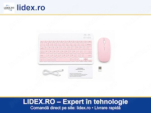 Kit Tastatura + Mouse Wireless Bluetooth Sigloo , compatibil cu orice tableta, smartphone, laptop, T