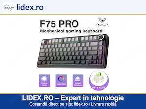 Tastatura Mecanica Gaming Wireless, AULA F75 PRO, 3 Moduri (Bluetooth 2.4G Cablu), Hot-Swap, RGB, An