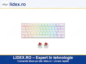 Tastatura mecanica gaming, eleBite , 60% layout, switch-uri rosii, iluminare RGB multipla, keycaps t
