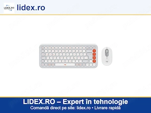Kit Wireless Tastatura + Mouse Logitech POP ICON COMBO, Bluetooth, EasySwitch, OffWhite
