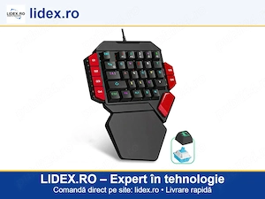 Tastatura Mecanica Gaming Timebox One Hand, iluminare RGB, 35 taste, 6 Functii Macro, suport incheie