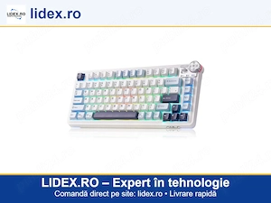Tastatura mecanica wireless Aula, 75% hot-swappabila, tastatura de gaming programabila, iluminare RG