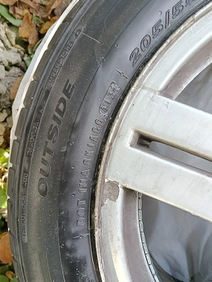 vand 4 jante aliaj 5*112 cauciucuri de vara 205/55/16 - imagine 2