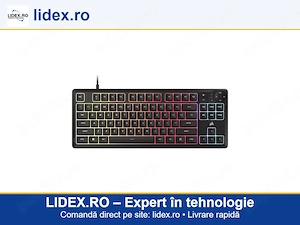 Tastatura Gaming cu fir Corsair K55 CORE TKL, iluminare RGB, 87 de taste, Switch-uri Rubber Dome, co