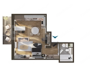 Revanzare,Apartament o camera, 39 mp, etaj 1, Bloc premium, Zona Iris