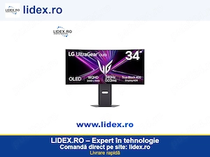Monitor Gaming LG UltraGear 34GX900A-B, 34", WQHD (3440 x 1440), OLED, 240Hz, 800R, 0.03ms GtG, Disp