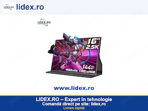 Monitor Portabil Wufk 16 inch, 2.5K QHD, 144Hz Rata de Reimprospatare, ADS IPS, Unghi Larg, 100% sRG