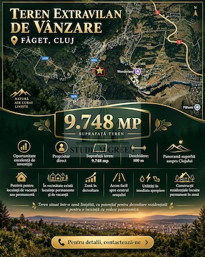 Proprietar vand 9700 mp teren in Faget- la 10 min de Cluj