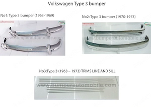 Volkswagen Type 3 bumper and trims (1963–1971) by stainless steel  (VW Typ 3 Stoßfänger) 