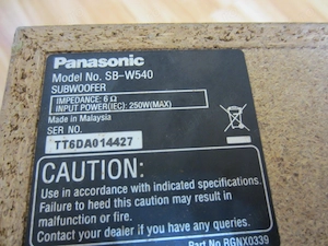 Subwoofer pasiv Panasonic, model SB - W 340.