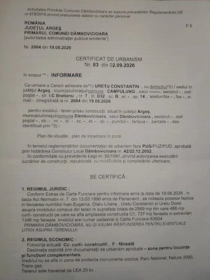 vand teren comună Dâmbovicioara