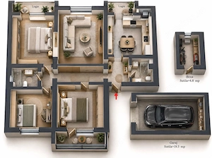 Bloc tip asociatie - zona Kiriac. 4 camere, 3 balcoane. Garaj si boxa. - imagine 9