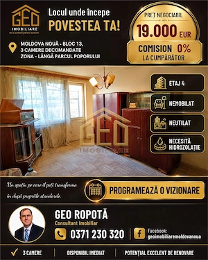 Apartament 3 camere in Moldova Noua