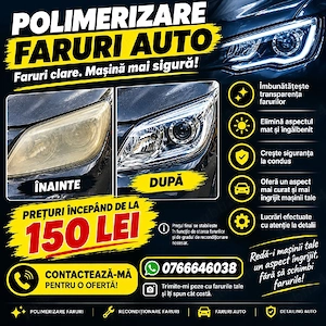Polimerizare Faruri Auto Pitești-De La 150 LEI!
