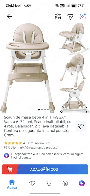 Scaun bebe figga 4 ín 1 
