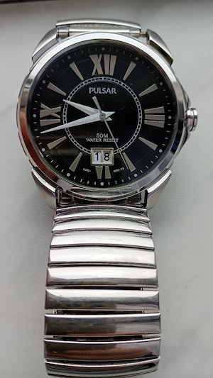 Ceas Pulsar by Seiko, nou, nepurtat, negru argintiu, Quartz japonez, baterie nouă 