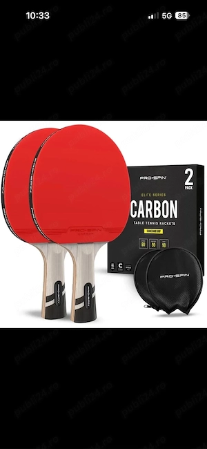 Set 2 palete tenis de masă Pro-spin Carbon Elite Series   ITTF, profesionale