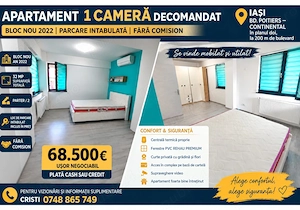 NU RATA ! ZERO COMISION apt 1 C D , 33 mp,+LOC PARCARE bloc NOU 2022, la 250 m de bd Poitiers