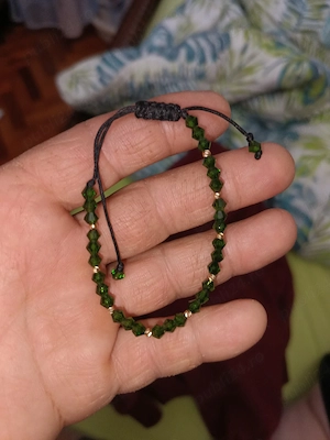 Brățară cu snur bile cristal biconice si 9 bile din aur de 14 k