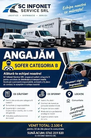 Angajam conducator auto 2.4 T 