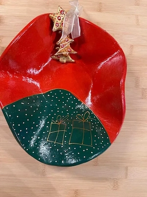 Farfurie decorativa ceramica hand made Craciun