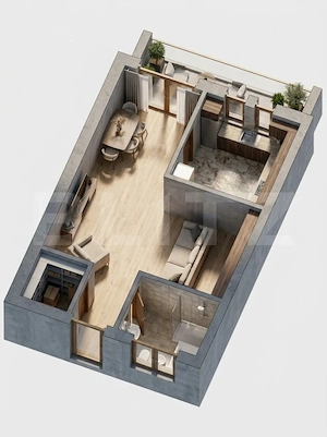 Apartament cu 1 camera, 39 mp, bucatarie separata, parter inalt, Urusagului