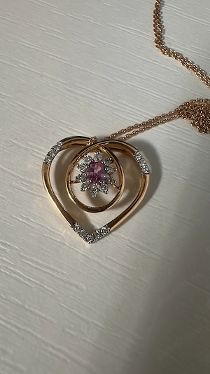  Pandantiv de Lux din Aur de 18K cu 21 de Diamante Naturale și Piatră Colorată (Certificat IGI Dubai
