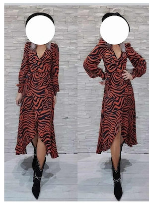 Rochie vaporoasă din voal animal print (zebra tigru)   Mărimea S, superbă de vară