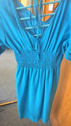 Rochie albastru, de vară, bust încrețit cu elastic   Mărimea S, material tip vascoza