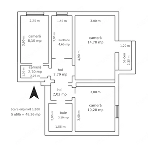 Apartament 3 camere, 48 mp - Mircea cel Bătrân - imagine 9
