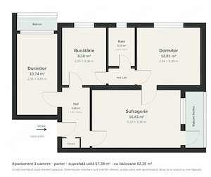 Apartament 3 camere decomandat, parter, mobilat, boxă, zona 5 Calarasi - imagine 8