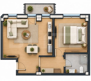 Apartament cu 2 camere și balcon- Rate direct la dezvoltator 