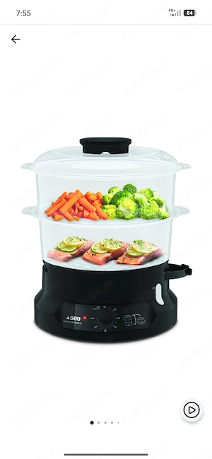 Aparat de gatit cu aburi TEFAL MiniCompact VC139810, 2 cosuri, 6l, 800
