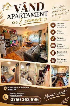 Vând apartament cu 2 camere