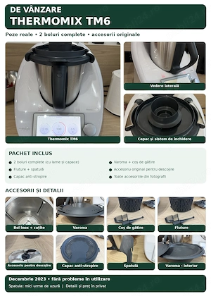 Thermomix TM6, 2 boluri complete, accesorii originale, 2023