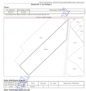 Vand 6.46 ha teren arabil Peciu Nou