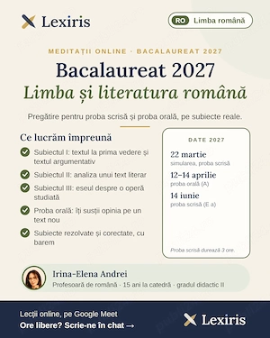 Meditații Bac română online 2027   subiectele I, II, III și oral