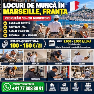 Angajăm 10 20 muncitori în construcții în Marsilia, Franța   Cazare asigurată!