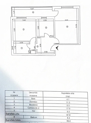 Apartament 2 camere, 56 mp, decomandat, zona Nicolina, str.Clopotari  - imagine 18