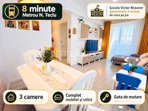 3 Camere, 2 Băi | Mobilat și Utilat | Metrou 8 Minute | Titan Sun Park 7