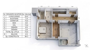 Apartament 2 camere   76mp   Bloc Nou