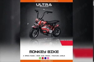 Mini Motocicleta Electrica Monkey Bike 300W, 24V 10Ah, 21 km h, roti ajutatoare - 999 lei