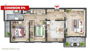 Apartament decomandat 3 camere 85 mpu 2 balcoane 2 bai Rahovei Sibiu - imagine 3