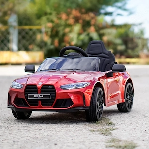 Masinuta electrica Bmw M4 2x45W, 12V 7Ah, cu roti moi, scaun tapitat, culoare rosie