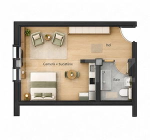 Apartament de vânzare, 33.50 mp, zona Nord